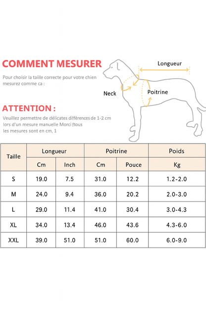 Manteau chaud en coton pour chien